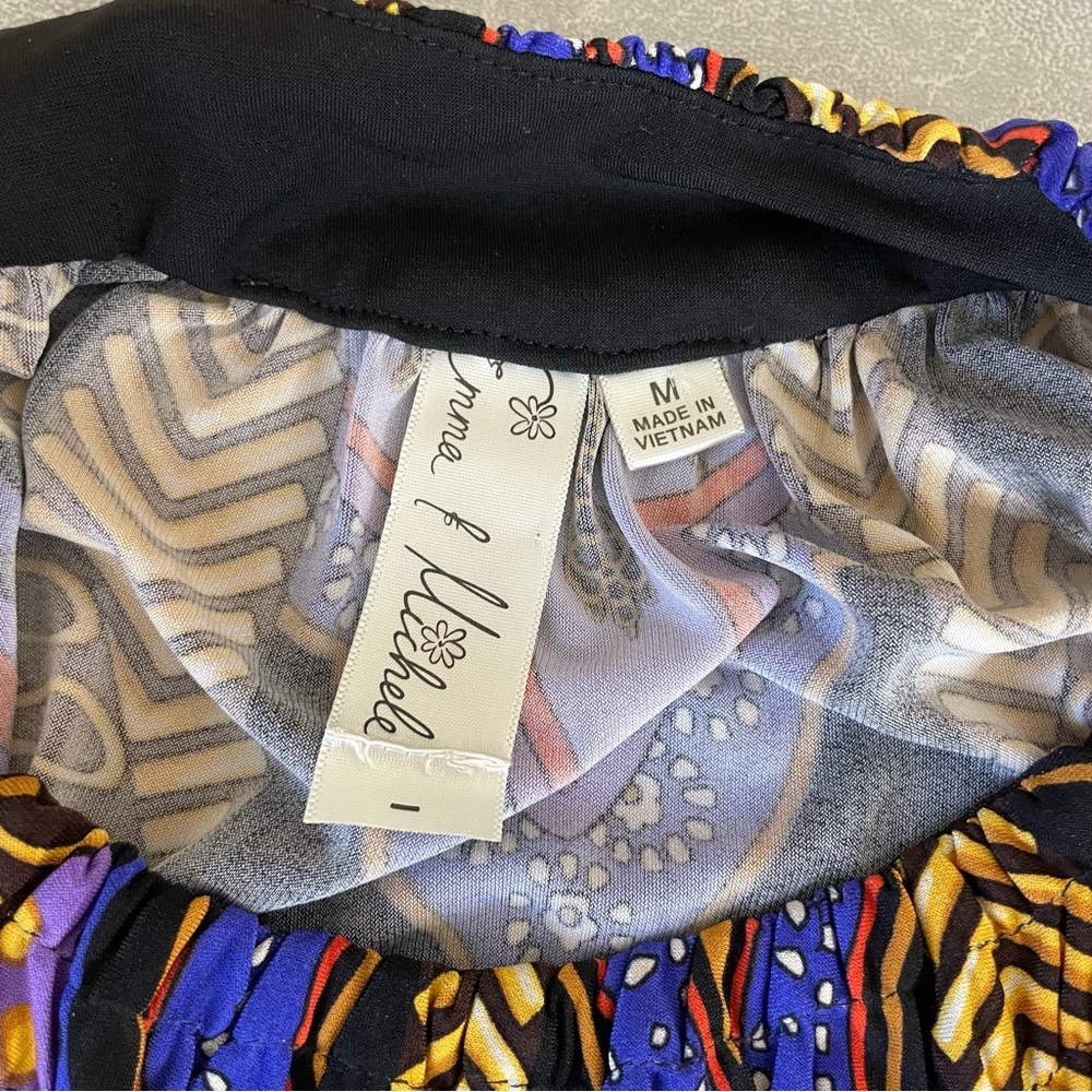 Emma & Michele Bold Black and Purple Patterned Sleeveless Boho Maxi Dress - Picture 3 of 6